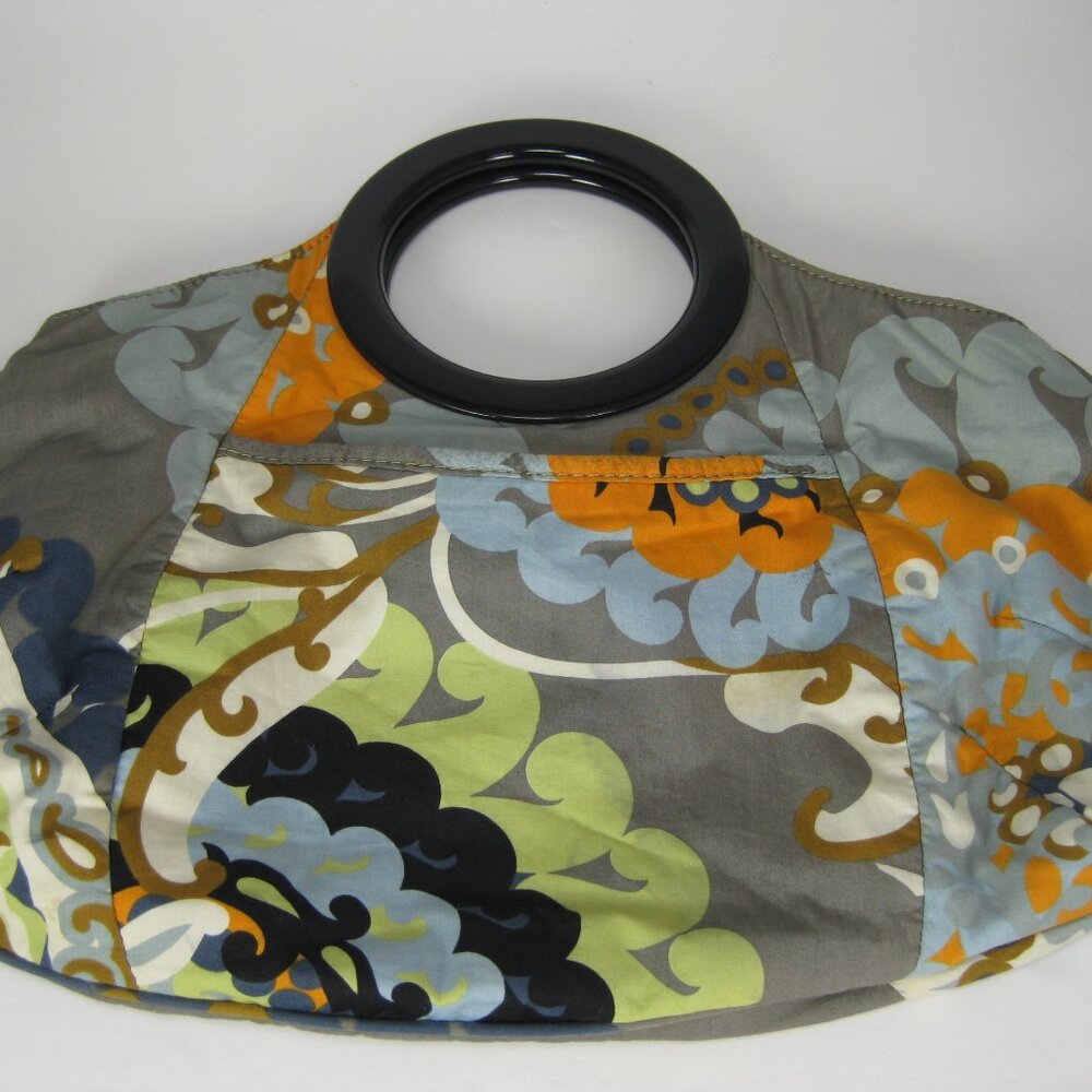 J. Crew Handbag Colorful Floral Retro Boho Bag Purse Cotton Round Handle